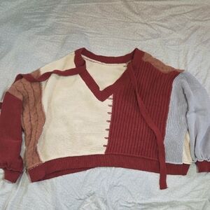 POL Colorblock V-Neck Sweater
